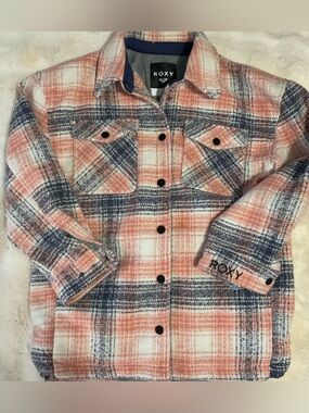 NWOT Roxy Check The Swell IIII Long Sleeve Plaid Jacket, size XS, oversized